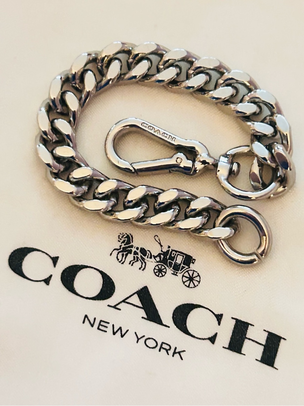 RARE Coach Signature Silver Tone Chain Keychain/ Bag Charm